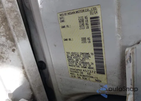 2014 Nissan Maxima 3.5 S из США, поврежденный, VIN 1N4AA5APXEC457372